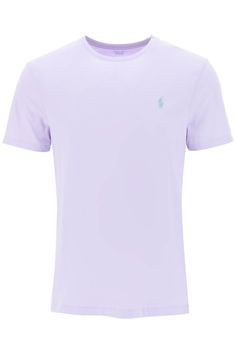 Polo Ralph Lauren lightweight cotton jersey T-shirt with contrasting logo embroidery on the chest. Custom Slim Fit and micro ribbed crew-neck. The model is 187 cm tall and wears a size L. Size Info STANDARD Color Detail Purple Made In Turkey Material 100% CO Season One fall Season Two winter Product clothing Brand Polo Ralph Lauren Size And Fit Casual Fitted T-shirt With Embroidered Logo, Classic Crew Neck T-shirt With Embroidered Logo, Casual Fitted Tops With Logo Detail, Classic Fitted T-shirt With Logo Print, Cape Coat, T-shirt Polos, Pant Shirt, Logo Embroidery, Men's Collection