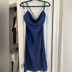 Never Worn Silk Dress Blue Midi Slip Dress For Night Out, Blue Midi Length Slip Dress For Night Out, Elegant Forever 21 Midi Dress For Date Night, Forever 21 Elegant Fitted Maxi Dress, Forever 21 Midi Dress For Night Out, Elegant Fitted Maxi Dress By Forever 21, Chic Forever 21 Maxi Dress For Night Out, Blue Midi Slip Dress For Date Night, Blue Midi Length Slip Dress For Date Night