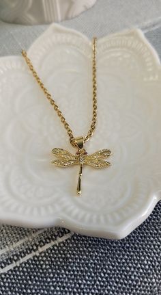 Dragonfly Necklace. 14k Gold Plated. Gift for Mom, Anniversary, Birthday, Christmas. Gift for Her. Bridesmaid Gift - Etsy Gold Dragonfly Necklace For Gift, Elegant Gold Dragonfly Necklace, Yellow Gold Dragonfly Jewelry For Gifts, Yellow Gold Dragonfly Jewelry Gift, Elegant Gold Dragonfly Jewelry, Dragonfly Necklace, Etsy Bridesmaid Gifts, Christmas Gift For Her, Bridesmaid Gift