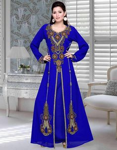 abaya with embroidery Blue Color – Arabic attire Islamic Wear, Arabian Dress, Moroccan Kaftan, Fashion D, Wedding Jacket, Silk Kaftan, Abaya Dress, Hooded Dress, Islamic Clothing