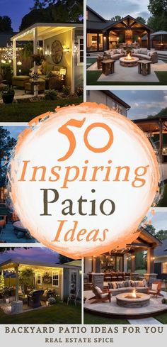 an advertisement for patio lighting that is featured in the magazine, 50 inspirational and creative ways to light up your backyard