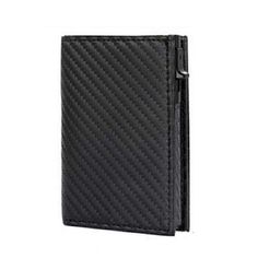 Product information: Texture: cowhide Cortical features: the first layer of cowhide Closing mode: Buckle Shape: Vertical Size: 7.5CM*10.5CM*1.8CM Color category: Black carbon fiber black Internal structure: large banknote clip card position check position Packing list: 1* Wallet Product Image: Black Bifold Card Holder For Business, Black Trifold Wallet For Business With Card Slots, Black Trifold Wallet With Card Slots For Business, Black Trifold Wallet With Interior Card Slots For Business, Black Rectangular Wallet, Portable Black Rectangular Card Holder, Black Card Holder With Interior Slots For Formal Use, Black Card Holder With Interior Slots For Formal Occasions, Black Rectangular Trifold Wallet