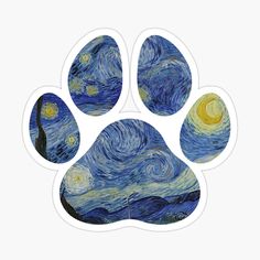 the starry night paw print sticker