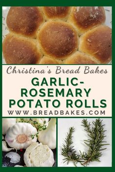 Garlic Rosemary Potato Rolls with link to a recipe Rosemary Garlic Potatoes, Meal Vegetarian, Savory Bread Recipe, Blogger Ideas, Potato Rolls, Rosemary Potatoes, Meat Dish, Olive Oil Garlic