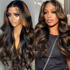 Body Wave Highlight Wig Human Hair 13x4 30 Inch HD Transparent Lace Front Wig Human Hair 1B/30 Black Highlight Wig, Hd Lace Frontal Wigs, Blonde Body Wave, Highlight Wig, Black Highlights, Hd Lace Frontal, Lace Frontal Wigs, Human Wigs, Wig Human Hair