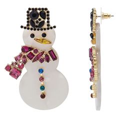 Make a fashion statement this holiday season with these Celebrate Together Gold Tone Multi-Color Stone Snowman Drop Earrings. Click on this JEWELRY & WATCHES GUIDE to learn about fit, styles, materials and more! Make a fashion statement this holiday season with these Celebrate Together Gold Tone Multi-Color Stone Snowman Drop Earrings. Click on this JEWELRY & WATCHES GUIDE to learn about fit, styles, materials and more! FEATURES Length: 66.5 mm Backings: post Nickel free Metal: zinc Material: acrylic, enamel, glass Plating: gold tone Finish: polished Imported Size: One Size. Gender: female. Age Group: adult. Color Stone, Fashion Statement, Stone Color, Gender Female, Jewelry Earrings Dangle, Holiday Season, Jewelry Watches, Age Group, Gold Tones