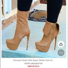 Condition: Like New. Above 5+ Inch Heel. Size 7. Never Worn Or Walked In Besides Originally Trying Them On And Walked Around The House. 7 Inch Heels, High Heeled Boots, Super High Heels, Low Boots, High Heel Boots Ankle, Fabulous Shoes, Hot Shoes, Crazy Shoes, Heel Boots