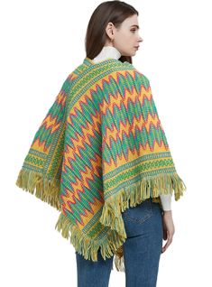 Pattern: color matchingPopular elements: tasselsStyle: pullover cloakWidth (CM):65Style: retro nationColor: khaki, black red, red, white, green, fuchsiaLength (CM):80-100cm Casual Winter Poncho With Tassels, Winter Multicolor Poncho With Tassels, Multicolor Tassel Poncho For Winter, Casual Multicolor Poncho For Winter, Spring Multicolor Fringe Poncho, Black Leather Skirt Outfit, Women Knitting, Boho Waves, Leather Skirt Outfit