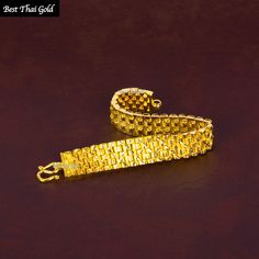 This Shop has a Special Free Gift (Chain) for Every Order. 😊🙏 Item: 1 x Bracelet For: Women, Men, Unisex Type: GOLD PLATED over Brass, Nickel free Gold Purity: 96.5% Surface: Carved & Sand Matted Length: ~ 6.5 - 7 inches Weight: ~ 43 grams Color: Yellow Gold (slightly +/- from photo) Premium Beautiful matte mesh chain strap bracelet. Stunning traditional look. Lockable s-clasp. Handmade from Thailand. Thai gold plating technic really solid and stunning look. Rewarding your life from hard w Traditional Bangle Chain Bracelet Gift, Handmade Gold Bracelet Wristband, Handmade Gold Bracelets As Birthday Gift, Handmade Gold Bracelet For Birthday, Yellow Jubilee Bracelet As Gift, Gold Handmade Bangle Wristband, Handmade Gold Rectangular Bracelets, Handmade Gold Bangle Wristband, Handmade Rectangular Gold Bracelets