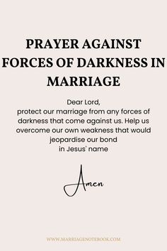 Best way to cover your marriage in only through  prayer. Here's a prayer against any forces of darkness in your marriage. Marriage In The Bible, Prayers For Marriage, Prayer For Marriage Restoration, Prayer For Husband