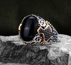 Men Handmade Black Onyx Ring, Natural Onyx Stone Ring , Onyx Wedding Ring, Ottoman Ring, Father Day Gift, Gift For Men, 925k Sterling Silver★Item Details• Gender : Male / Female• Material : 925K Sterling Silver• Total weight : 13 Grams• Gemstone : Onyx Stone✔ Ready to Ship in 1-2 Business Days ..✔ Shipped to the Worldwide 1-5 business days with free shipping...✔ The product will be sent to you with a handmade wooden box to avoid any damage during shipping...✔ Visit our store, browse other Men's jewelry, silver and gold collections, and find the perfect piece you're looking for... Onyx Wedding Ring, Emerald Stone Rings, Mystic Topaz Ring, Black Onyx Ring, Men Ring, Citrine Stone, Signet Rings, Onyx Gemstone, Leather Cuffs Bracelet