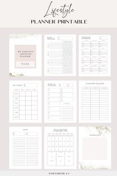 the ultimate planner printable is shown in white with gold foil on it and text that reads