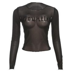 Please refer to our sizing chart for a guideline when choosing a size. 5 business days order processing time. 90% polyester 10% spandex Fall Mesh Top With Sheer Sleeves And Crew Neck, Sheer Mesh Top With Crew Neck, Chic Sheer Crew Neck Mesh Top, Fitted Crew Neck Mesh Top For Party, Trendy Crew Neck Mesh Top For Layering, Black Sheer High Stretch Mesh Top, Black Sheer High-stretch Mesh Top, High Stretch Sheer Black Mesh Top, Edgy Tops With Sheer Sleeves And Stretch