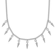 Spike drops pair with pearls to create this edgy choker. 14in chain with an additional 3in extension for endless layering options. Edgy Choker, Zodiac Jewelry, Celestial Jewelry, Charm Rings, Layering Necklace, Fine Jewelry Collection, Mens Essentials, Drop In, Black Stone