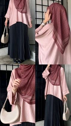 Outfit Muslimah Aesthetic, Outfit Rok Hitam, Plisket Skirt Outfit Hijab, Hijab Skirt Outfit, Skirt Outfits Hijab, Modest Fashion Muslim, New Hijab