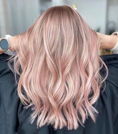 35 Spring Hair Colors We Love Right Now - 2024 Ideas + Trends Balayage Rose Gold Blonde, Blonde With Light Pink, Balayage Hair Rose Gold, Pink Toner For Blonde Hair, Blonde With Rose Gold Highlights, Champagne Blonde Hair Rose Gold, Pink Champagne Hair Color, Rose Gold Toned Hair, Rose Gold Highlights Blonde