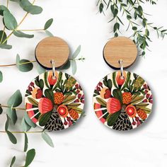 Australian Native Flowers Wooden Earrings - Kirsten Katz