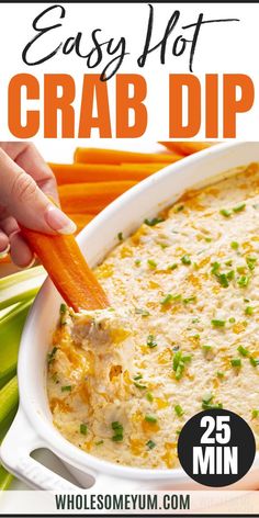 this easy hot crab dip is loaded with carrots and celery