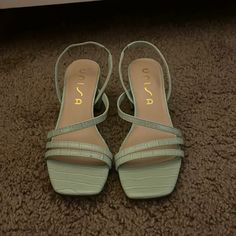 The Perfect Summer Shoe That Can Be Dressed Up And Down. Never Worn, In Brand New Condition. Fits True To Size! Prom Shoes Sage, Quinceanera Shoes Light Green, Sage Heels, Sage Green Heels, Light Green Heels, White Wedding Shoes Flats, Brides Maid Shoes, Prom Fits, Eid 2024