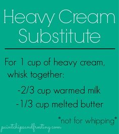 a poster with instructions for how to use the creamy cream substitue recipe