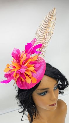 Beautiful hot pink wedding fascinator. It has an elegant a classy look. Great way to compliment your wedding,  bridal shower,  rehearsal dinner,  cocktail party, Esther or church outfits. Adjustable headband. Hair clip may be added - Rear Find - Ready to ship  - Lightweight - Fast shipping - Customize by adding different color flowers and or feathers Check my store for for styles and colors.  etsy.com/shop/hatsandpearls Find more at my website: Www.hatsandpearls.com  reach out to me if you can't find what you are looking for.  I can make cake custom orders and help you style and match your outfit  Matching Mask Matching Mask link https://www.etsy.com/HatsandPearls/listing/857551443/fuschia-hot-pink-mask?utm_source=Copy&utm_medium=ListingManager&utm_campaign=Share&utm_term=so.lmsm&share_tim Pink Kentucky Derby Fascinator For Wedding Guest, Pink Fascinator For Kentucky Derby Wedding Guest, Pink Party Hat For Carnival, Pink Fascinator For Races With Pinched Crown, Pink Hat For Kentucky Derby Wedding, Pink Hat For Kentucky Derby Wedding Guest, Pink Hats For Royal Ascot Wedding Guests, Pink Hat For Royal Ascot Wedding Guest, Pink Hat For Wedding Guest At Kentucky Derby