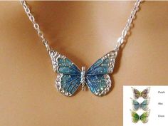 Small Butterfly Necklace, Silver Butterfly Necklace, Art Nouveau Jewelry, Silver Butterfly Jewelry, Silver Butterfly Metal Jewelry, Silver Necklace With Butterfly Charm, Silver Butterfly Necklace With Butterfly Clasp, Silver Metal Butterfly Jewelry, Silver Metal Necklace With Butterfly Charm, Silver Sterling Silver Jewelry With Butterfly Clasp, Sterling Silver Jewelry With Butterfly Clasp, Elegant Turquoise Butterfly Jewelry, Silver Butterfly Charm Jewelry