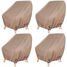 four patio furniture covers on wooden legs for outdoor dining table and chairs, set of 4