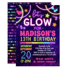 the glow for madison's 13th birthday party is in purple and blue with stars