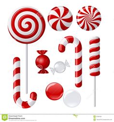 various candy canes and candies on a white background - food objects objects / objects illustrations