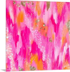 pink and gold abstract painting on canvas