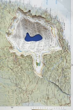 a map with a blue lake in the middle