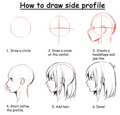 how to draw side profile with different angles and hairline for the face, head and shoulders