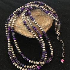 Stunning And Absolutely Gorgeous These Purple Sugilite Beads Necklace Is Unusual And Rare. Three Strands Of Absolute Magnificence With Sterling Silver Navajo Pearls And An Extender Chain. Length 22” Free Gift Pouch With Purchase. Made In Usa. Bohemian Purple Jewelry With Polished Beads, Artisan Purple Beaded Necklace With Round Beads, Bohemian Purple Polished Bead Jewelry, Artisan Purple Round Beaded Jewelry, Purple Bohemian Polished Beads Jewelry, Artisan Purple Round Bead Jewelry, Purple Spiritual Jewelry With Polished Beads, Purple Oval Faceted Bead Necklaces, Purple Necklaces With Faceted Oval Beads