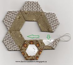 an origami hexagonal object is shown with arrows pointing to the center