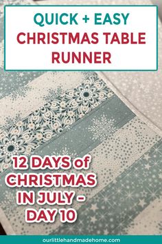 a christmas table runner with the text quick and easy christmas table runner 12 days of christmas in july - day 10