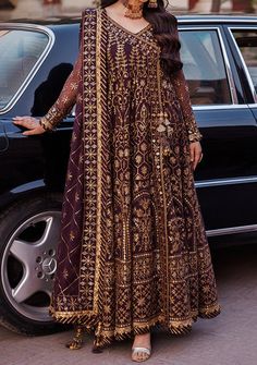 Asim Jofa Pakistani Luxury Chiffon Angrakha - db25861 Velvet Anarkali, Organza Kurti, Casting A Spell, Batik Print Dress, Dupion Silk Saree, Indian Anarkali, Side Borders, Anarkali Lehenga, Lehenga Suit