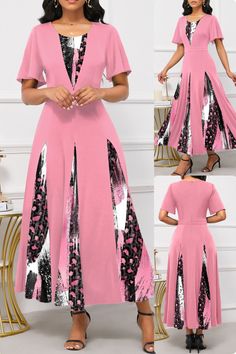 Step out in style as a wedding guest with Rosewe's Graffiti Print Patchwork Pink Maxi Dress 💖. Flaunting a unique fake 2in1 design, umbrella hem, and convenient zipper, this dress is a playful yet elegant choice. With its vibrant graffiti print and flared sleeves, you'll be the talk of the event. Made from 100% polyester for all-day comfort. #Rosewe #GraffitiGlam #PatchworkChic #PinkMaxi #WeddingGuestDress #ElegantStyle #UmbrellaHem #FlaredSleeves #FashionForward #DressToImpress 🌸👗 Work Chic, Graffiti Prints, Pink Maxi, Pink Maxi Dress, Short Sleeve Dress, Wedding Guest Outfit