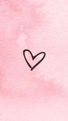 a pink background with a black heart drawn on it