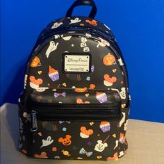 Disney Parks Loungefly Backpack Purse Casual Black Backpack For Disney Trips, Black Backpack For Theme Parks, Black Disney-style Bag For Theme Park, Black Disney Style Bag For Theme Park, Black Disney Bag For Theme Park, Themed Black Backpack For Everyday Use, Black Mickey Mouse Backpack, Black Backpack For Theme Park, Disney-styled Black Standard Backpack