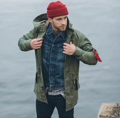 Nice style Olive Military Jacket, Hipster Beanie, Mens Fashion Rugged, Mode Casual, Outdoor Fashion, Mens Winter Fashion, Fashion Mens, 가을 패션, Field Jacket