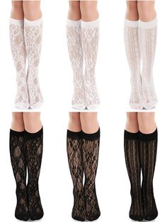 PRICES MAY VARY. Good Quality Fabric: These lace knee high socks for women are mainly made of good-quality nylon material, which is soft, breathable, elastic, and not easy to fall off.Have wonderful workmanship, and lace socks women are not easy to fade or tear. White knee high socks are comfortable and cool to wear in hot summer, bringing you a smooth and comfortable wearing experience. The lace knee high socks for women are recommended to clean with warm water Classic Lace Pattern: The lace kn White Knee High Socks, Socks Lace, White Fishnets, Sheer Socks, Silk Stockings, Warm Shoes, Lace Socks, Socks For Women, Dress Socks