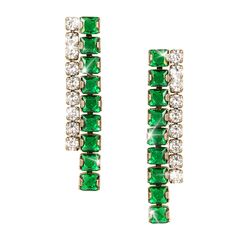 Daniel Steiger Frosted Symphony Earrings Elegant Channel Set Diamond Earrings, Evening Green Jewelry With Diamond Accents, Elegant Green Diamond Earrings, Modern Green Cubic Zirconia Jewelry, Elegant Channel Set Earrings For Wedding, Elegant Diamond-accented Earrings For May Birthstone, Elegant Green Channel Set Jewelry, Elegant Green Diamond Earrings In Prong Setting, Elegant Green Diamond Earrings With Brilliant Cut