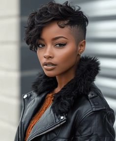 Top 35 Undercuts for Black Women: Stylish Short Haircuts for 2024 Shaved Sides Black Women, Undercuts For Black Women, Black Women With Short Hair, Edgy Undercut, Tapered Natural Hair Cut, Cropped Hair, Women With Short Hair, Short Cropped Hair, Pixie Undercut