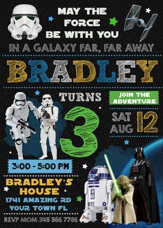 the star wars birthday party is set up for children to have their name printed on