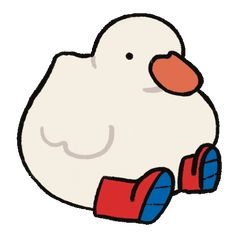 a white duck with red and blue boots