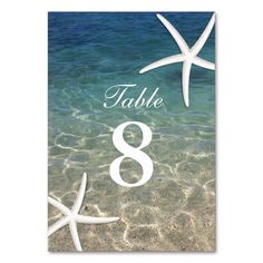 starfish on the beach table number cards