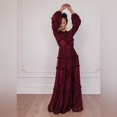 Beautiful Wine Burgundy Dress, I Just Haven’t Found A Use For It Yet. It Fits Me Perfectly Outside Of The Length, I’m Short! 5’2” Odette Dress, Pictures Engagement, Lifestyle Shoot, Church Dress, Night Style, Hair Bridesmaid, Garden Dress, Burgundy Bridesmaid Dresses, Church Dresses