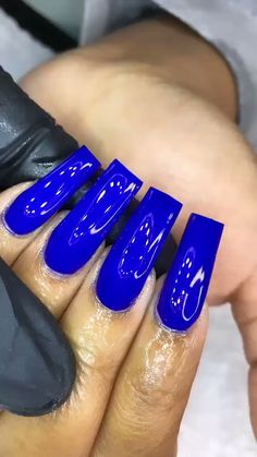 Blue Acrylic Nails, Long Acrylic Nail Designs, Nail Shapes, Square Nails, Gorgeous Nails, Long Acrylic Nails