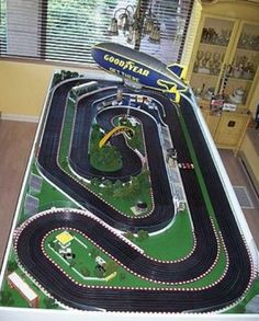 a toy train set sitting on top of a table