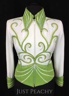 Celery Green and White Jacket and Pants by Berry Fit ~Ladies XL Western Bling, Queen Outfits, Rodeo Horses